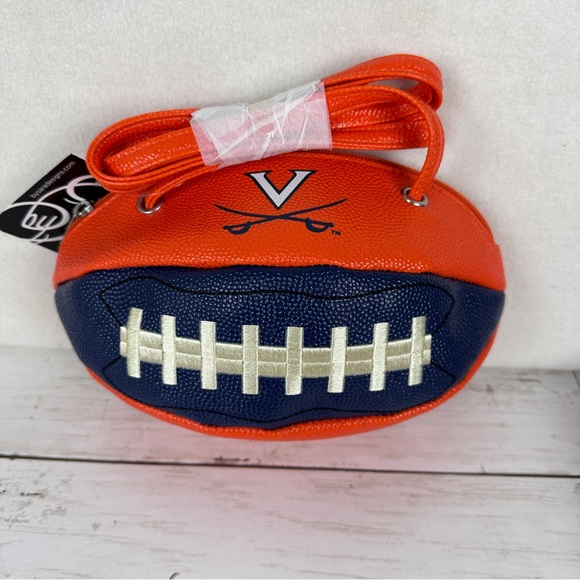 NCAA Handbags - Virginia Cavaliers NCAA Football Shaped Crossbody Purse NWT College Fan Orange